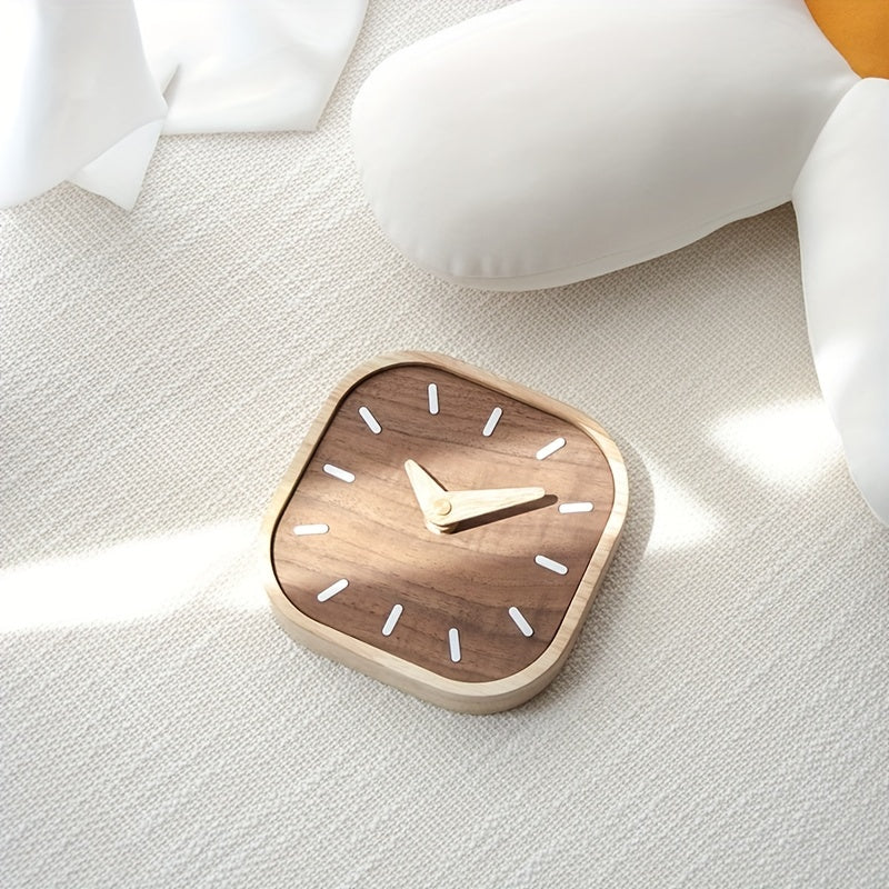 Silent Wooden Table Clock | Solid Walnut & Oak Design