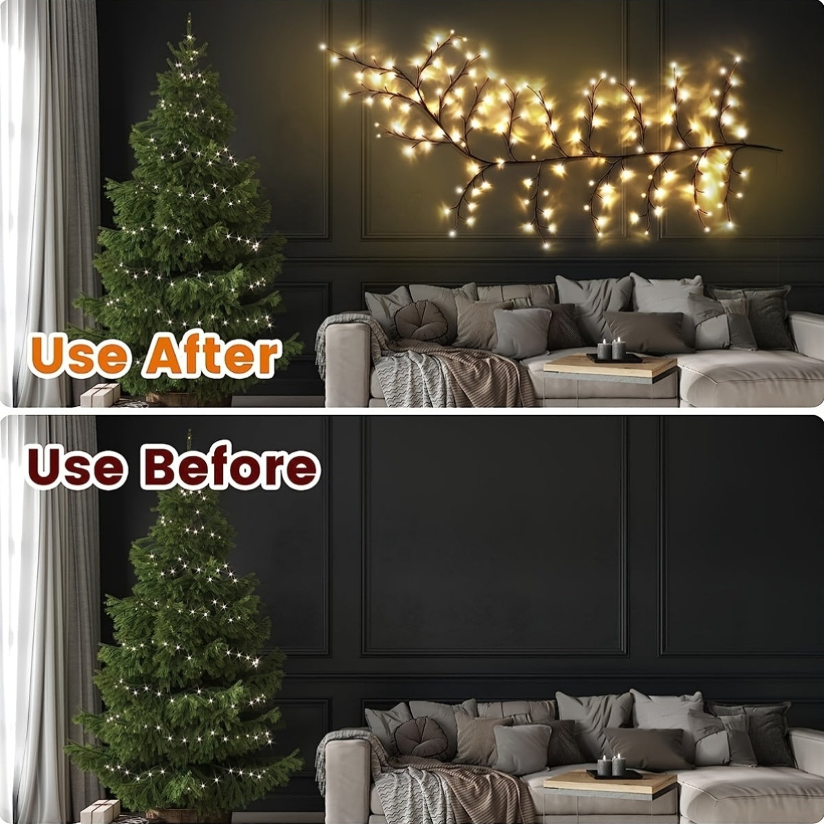 Solar Willow Vine Wall Lamp | 96 LED Fairy Lights with 8 Modes