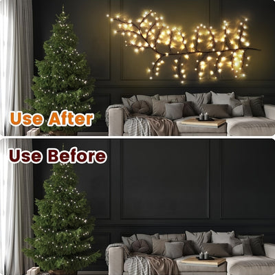 Solar Willow Vine Wall Lamp | 96 LED Fairy Lights with 8 Modes