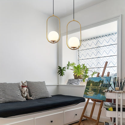 Modern Golden Pendant Chandelier | Minimalist Globe Hanging Light