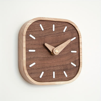 Silent Wooden Table Clock | Solid Walnut & Oak Design