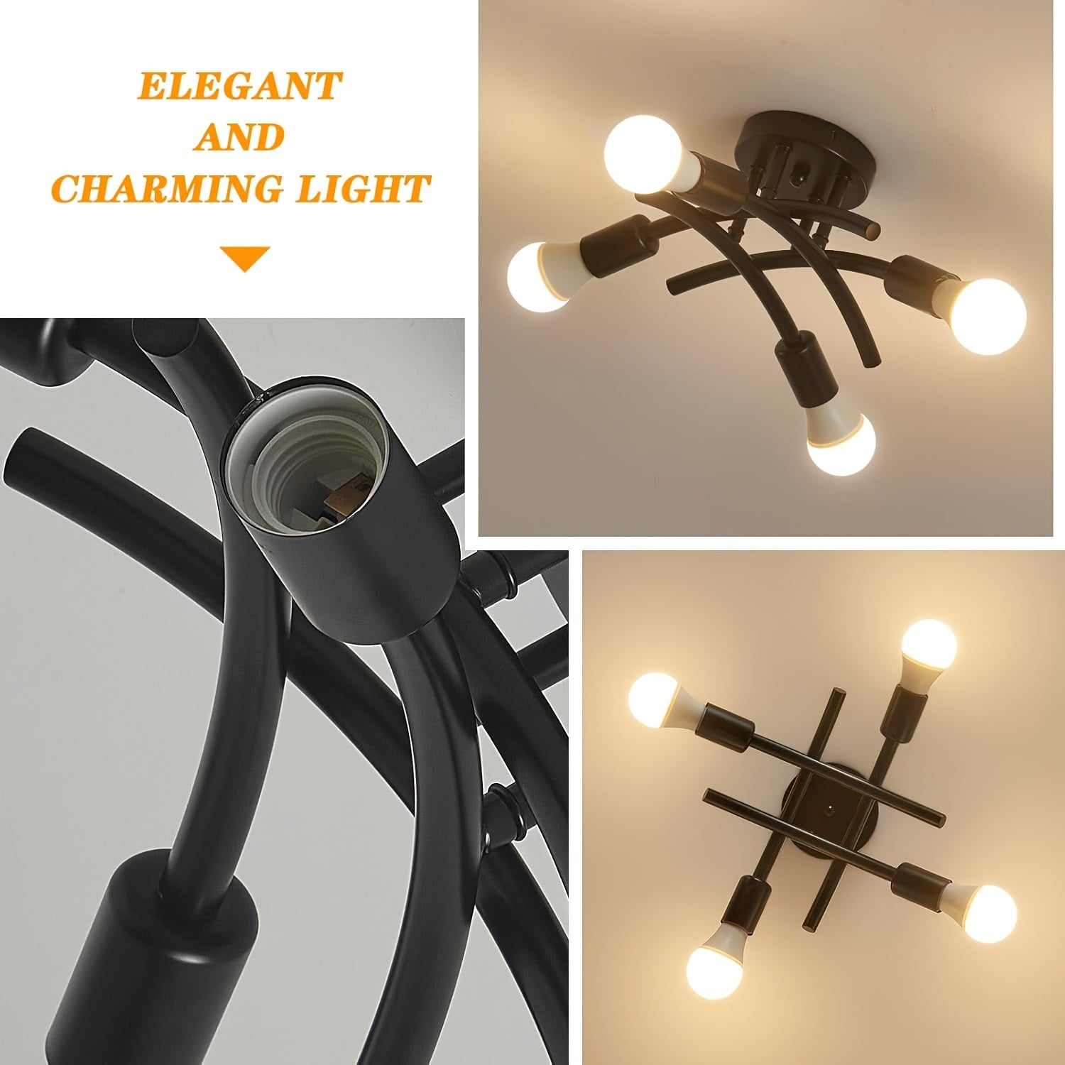 4-Light Industrial Ceiling Light | Modern Semi Flush Mount Fixture