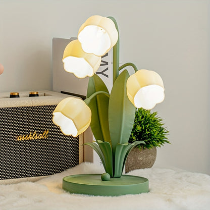 Elegant Floral Table Lamp | Flower Shade & Warm White Light