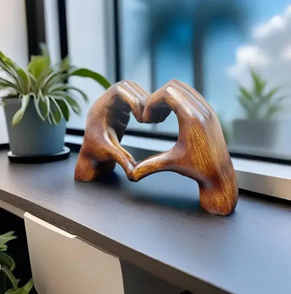 Wooden Heart Hand Sculpture | Decorative Home Ornament