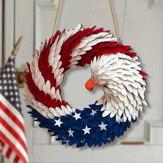 Patriotic Door Sign Wooden Fourth of July Hanging Decor