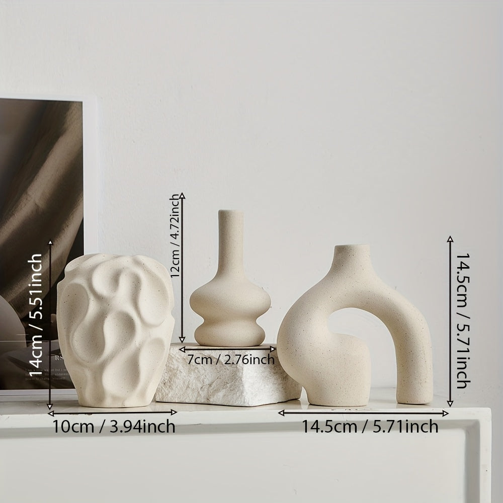 3pcs Boho Ceramic Vase Set | Modern Nordic Minimalist Home Décor