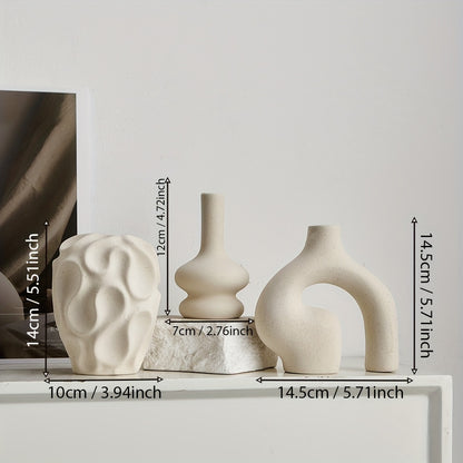 3pcs Boho Ceramic Vase Set | Modern Nordic Minimalist Home Décor