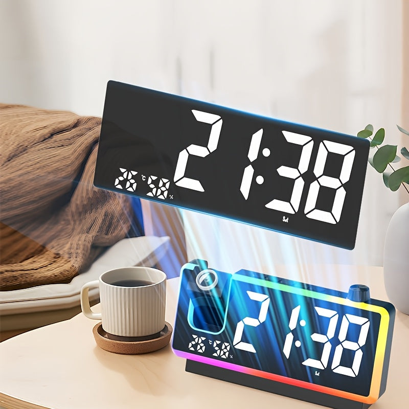 LED Projection Alarm Clock | RGB Display & Dual Time Projection