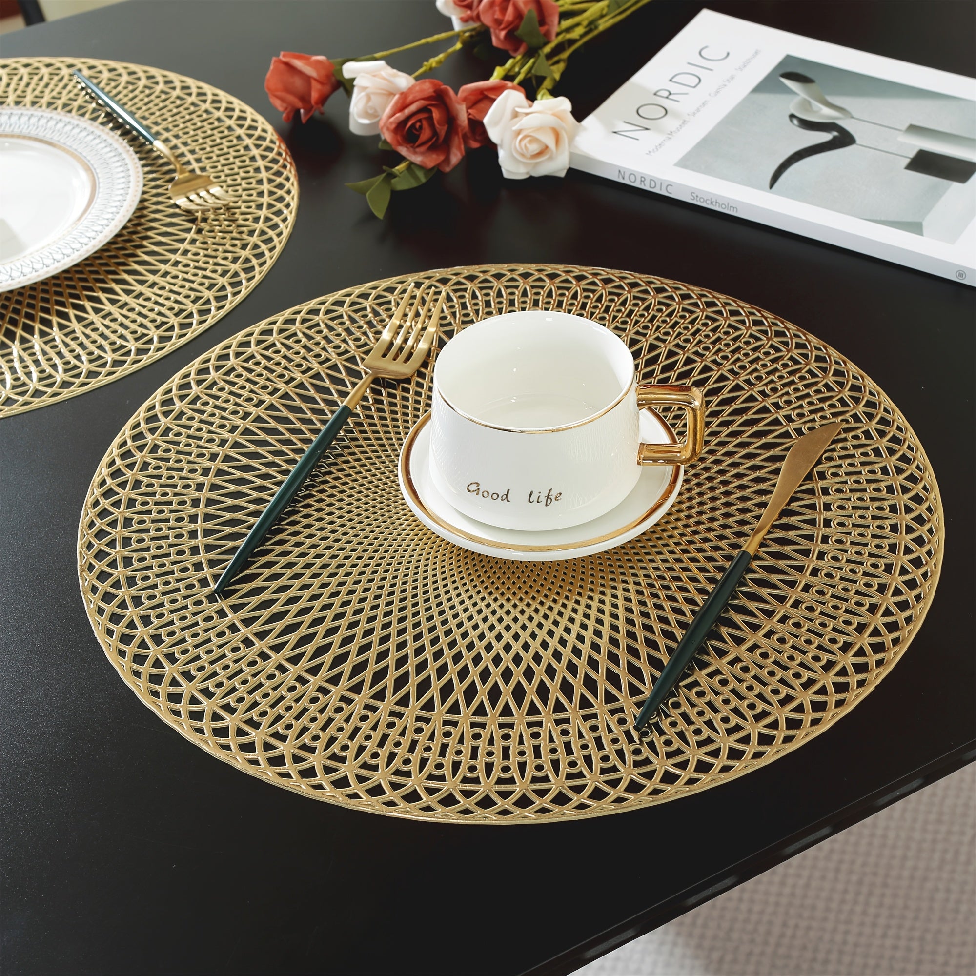 Round Geometric PVC Placemats | Heat-Resistant & Elegant Table Protection