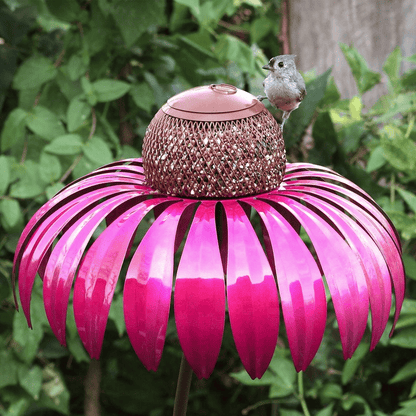 Metal bird feeder stake | Flower-shaped seed dish
