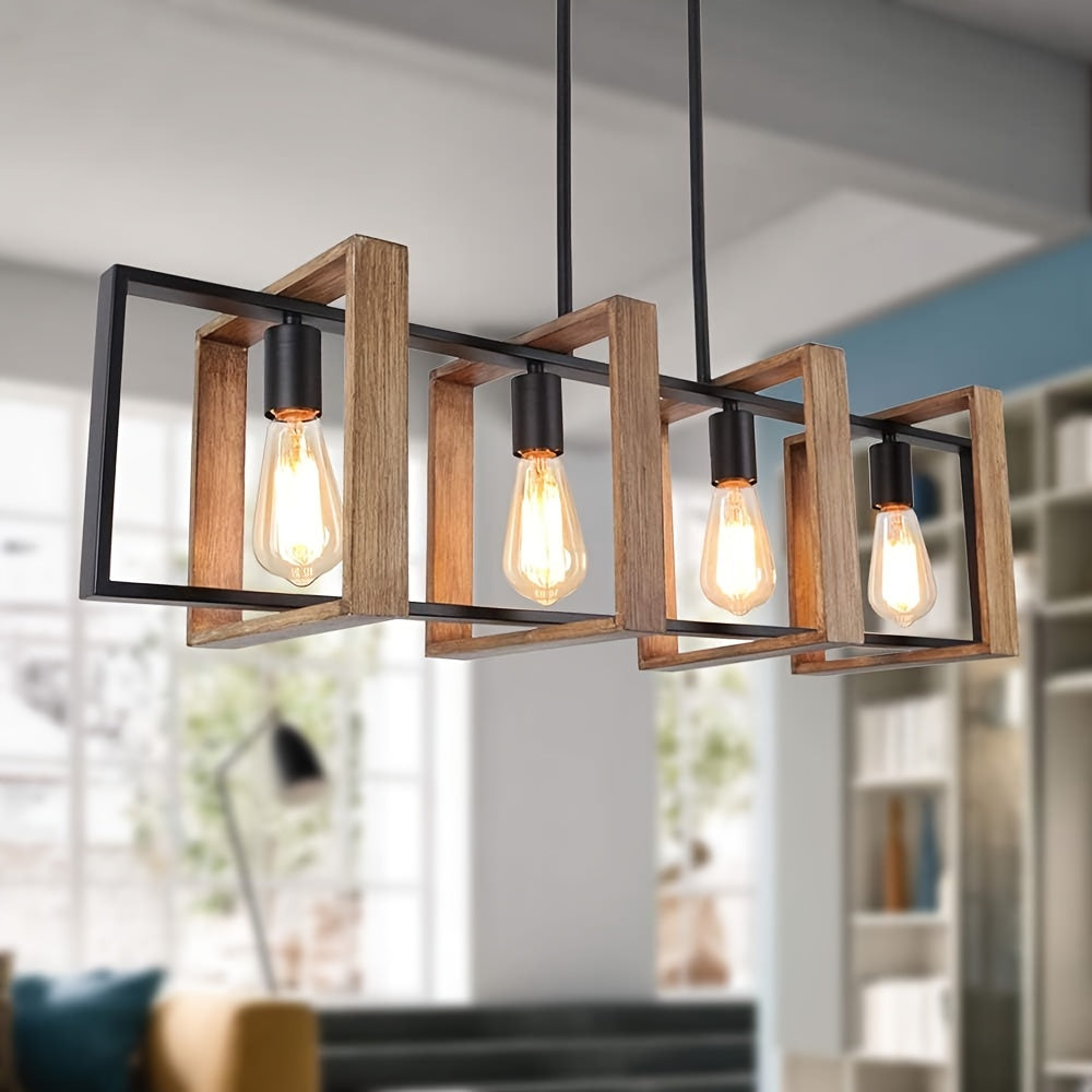 Modern 4-Light Kitchen Island Pendant | Farmhouse Chandelier in Matte Black