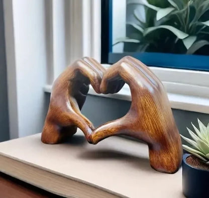 Wooden Heart Hand Sculpture | Decorative Home Ornament
