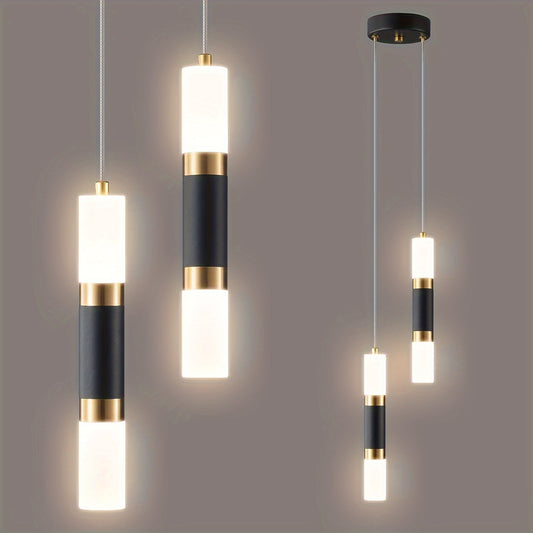 Modern Black & Gold Mini Pendant Light | 2-Light & 3-Light Dimmable LED Fixtures