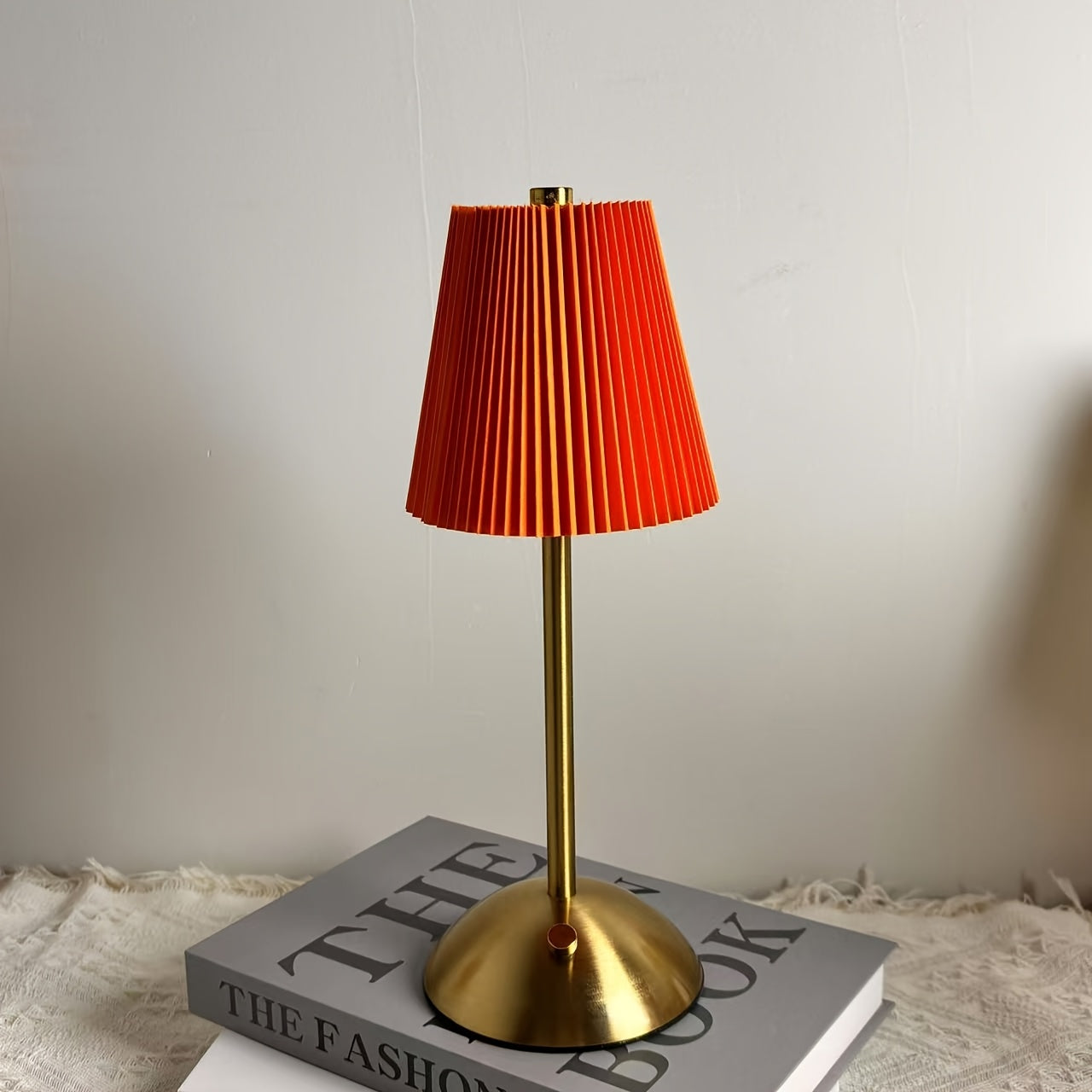 Modern Pleated LED Table Lamp | Touch Control & Rechargeable