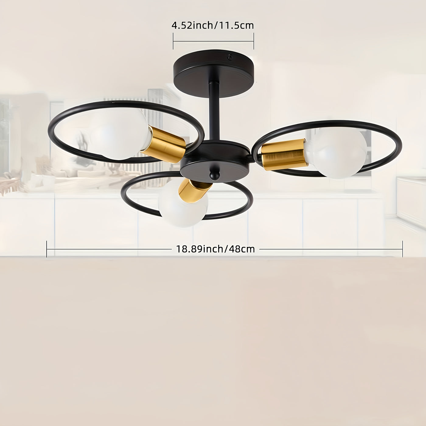 Modern Ceiling Light | 3-Light Metal Ring Semi Flush Mount