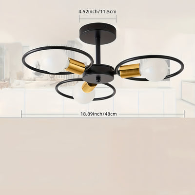Modern Ceiling Light | 3-Light Metal Ring Semi Flush Mount