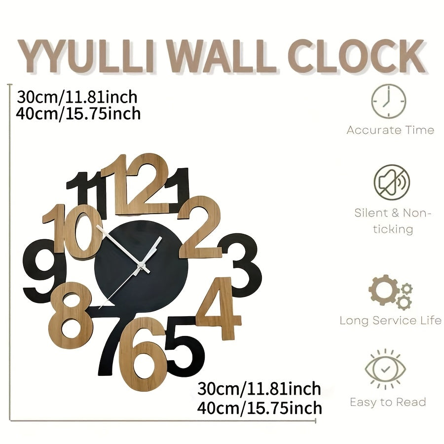 Asymmetrical Digital Silhouette Wall Clock | Modern Silent Design