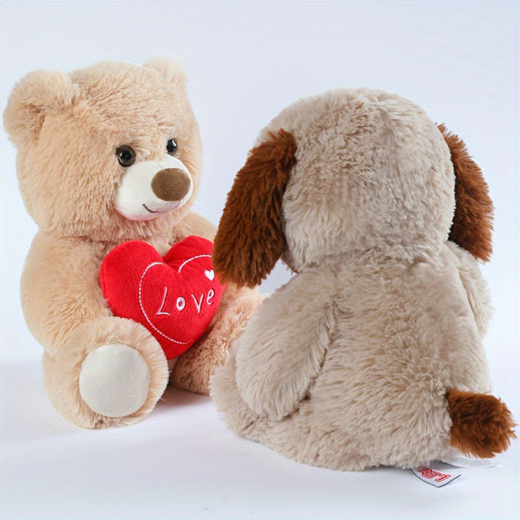 Plush Stuffed Teddy Bear Puppy Holding Heart