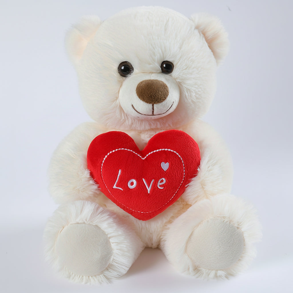 Plush Stuffed Teddy Bear Puppy Holding Heart