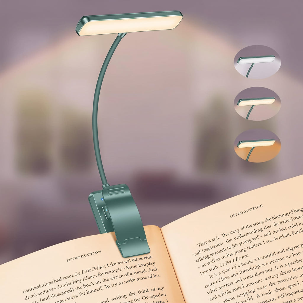 19 LED Clip On Book Light Adjustable Brightness Memory