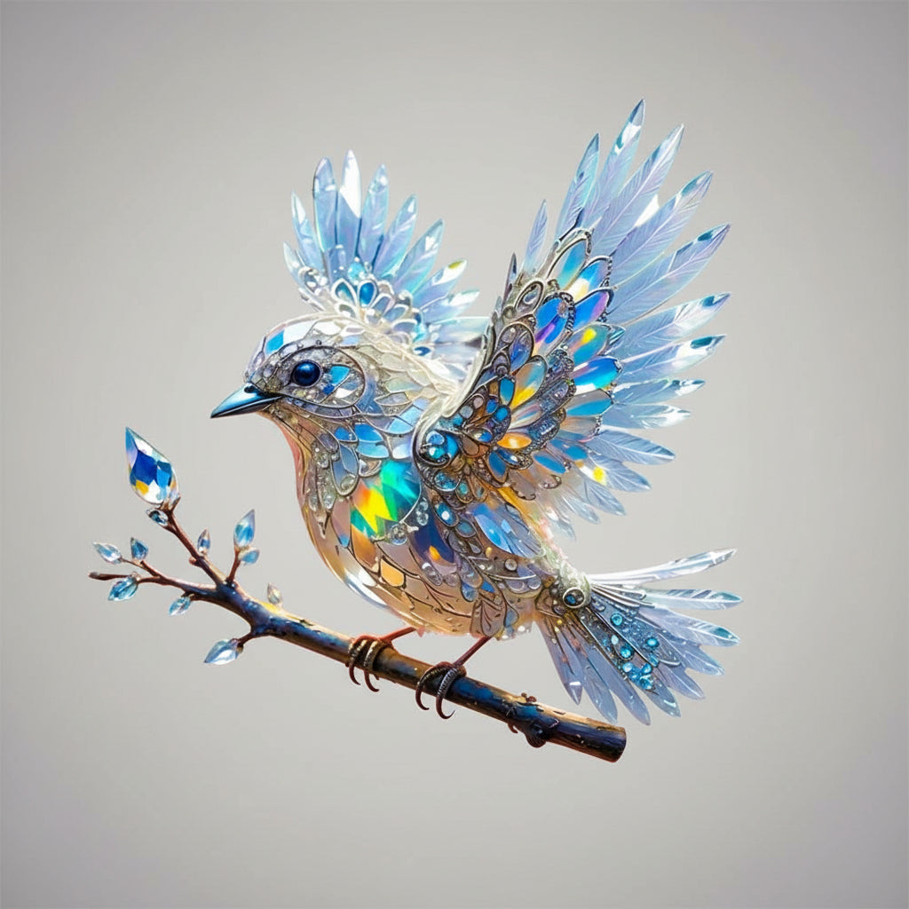 Blue Bird Hanging Glass Ornament Decorative Figurine