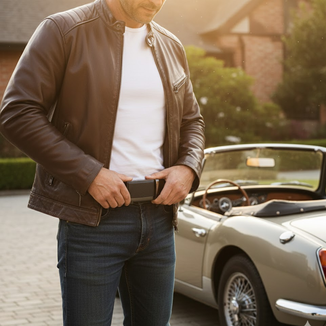 Leather Dress Belt for Men – Automatic Buckle, Elegant & Durable