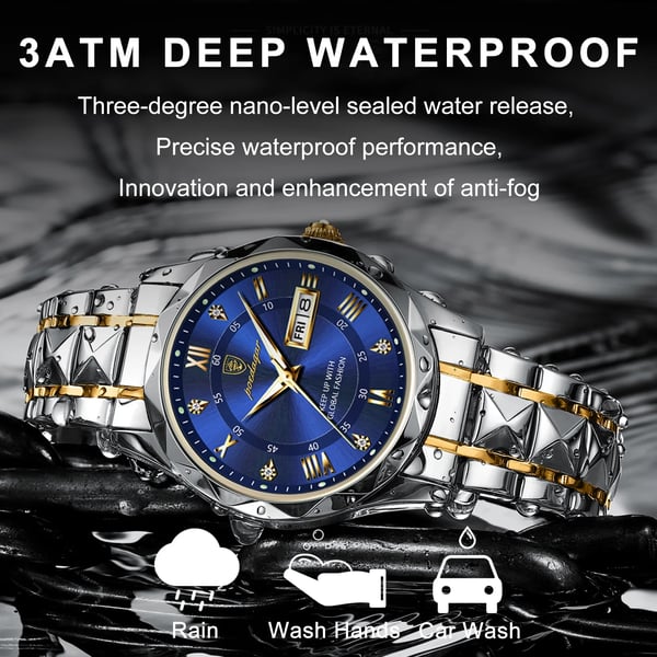 Men’s Stainless Steel Quartz Watch 41mm with Luminescent Hands & Date