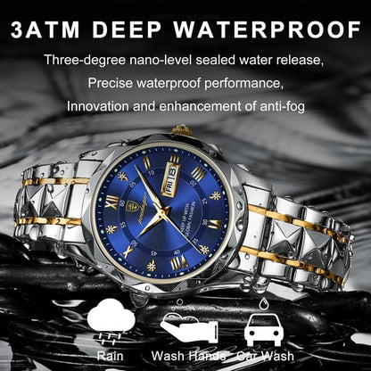 Men’s Stainless Steel Quartz Watch 41mm with Luminescent Hands & Date