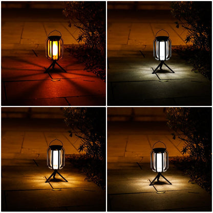 LED Lantern | Solar and USB-Rechargeable Flame-Effect Light