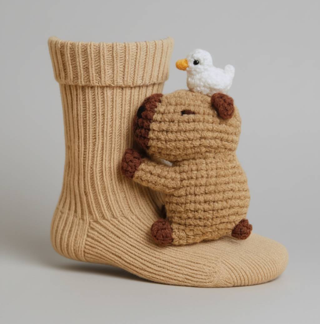 Cute Hugging Animal Plush Cozy Socks