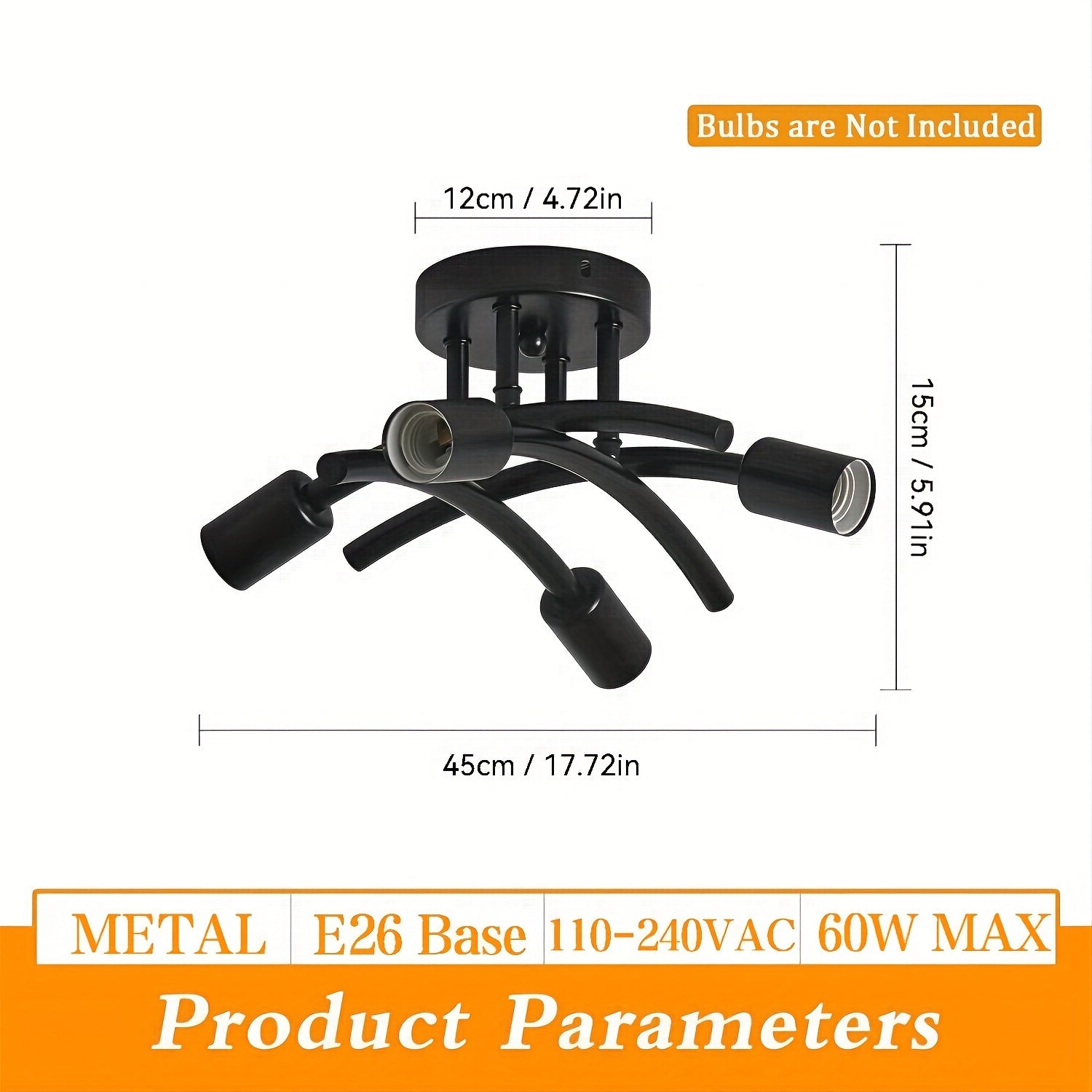 4-Light Industrial Ceiling Light | Modern Semi Flush Mount Fixture