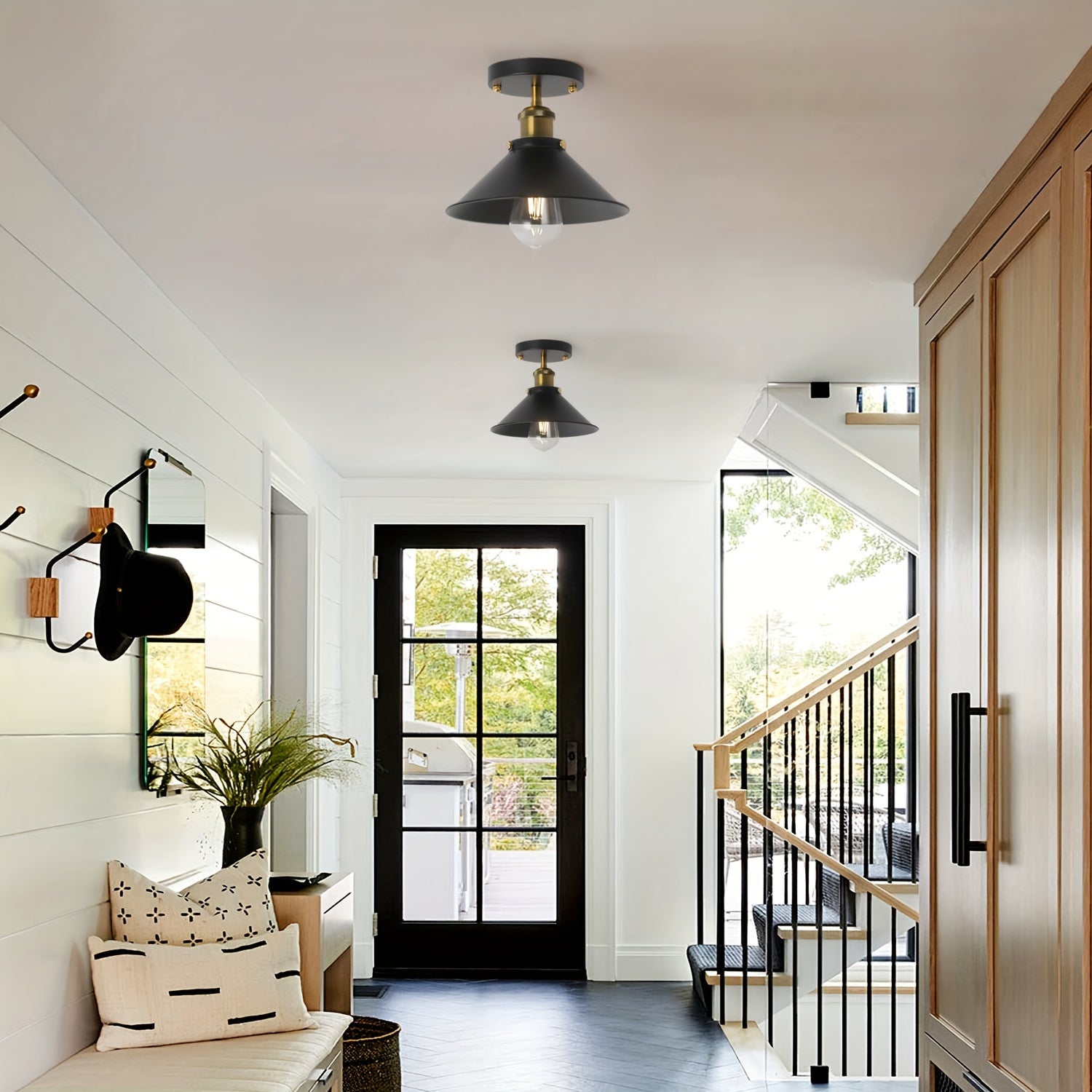 Industrial Metal Ceiling Light | Semi-Flush Mount Pendant Design