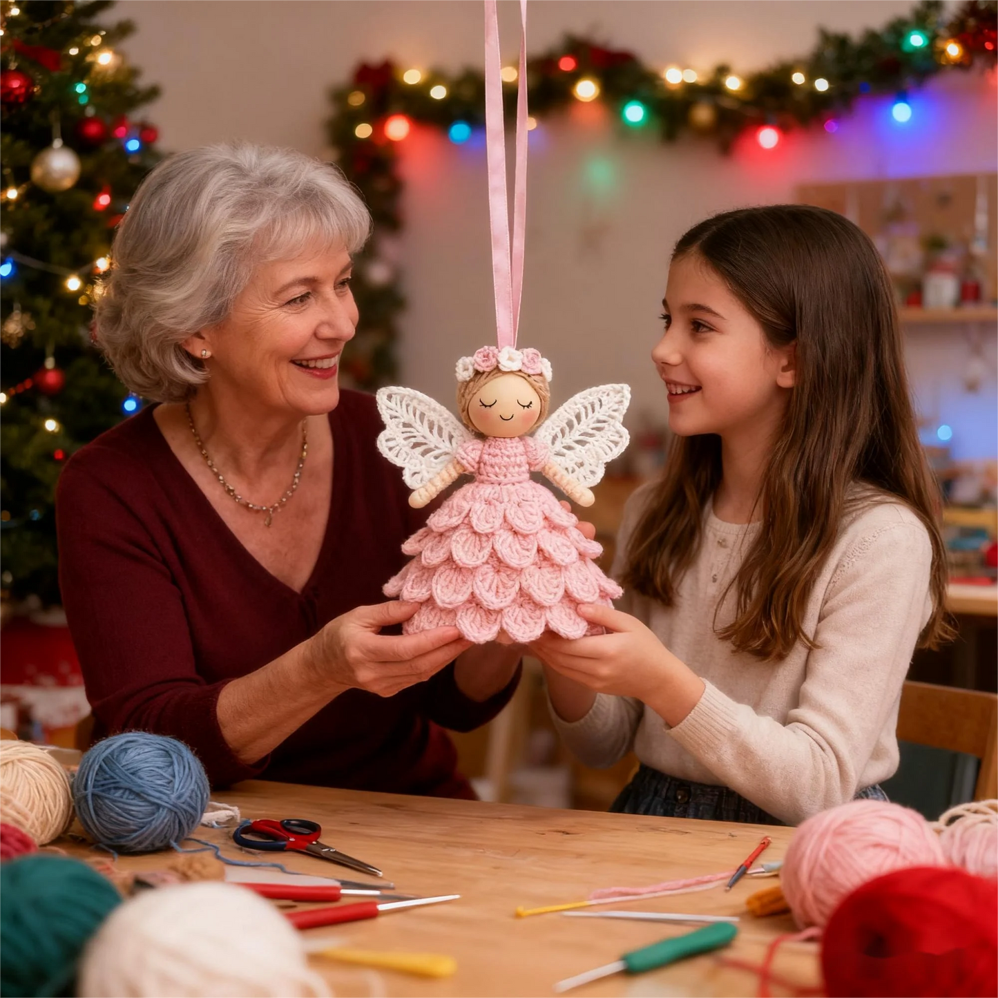 Crochet Kit DIY Craft Angel Ornament Handmade Decorative Set