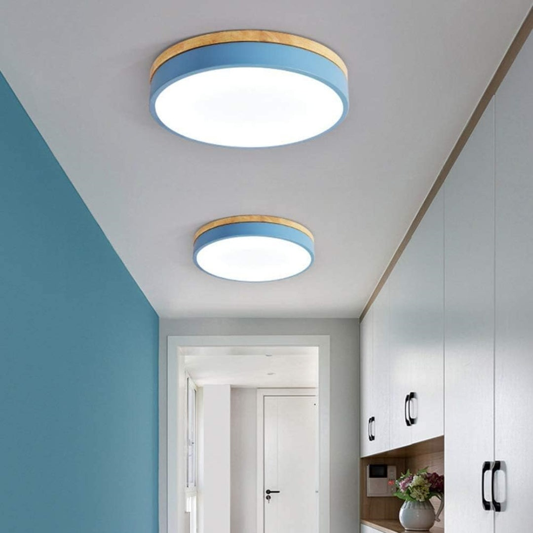 Wooden Ceiling Light | Modern Round Flush Mount Lamp