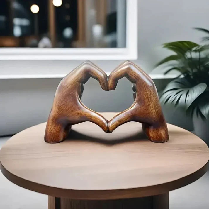 Wooden Heart Hand Sculpture | Decorative Home Ornament