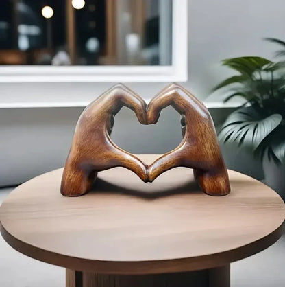Wooden Heart Hand Sculpture | Decorative Home Ornament