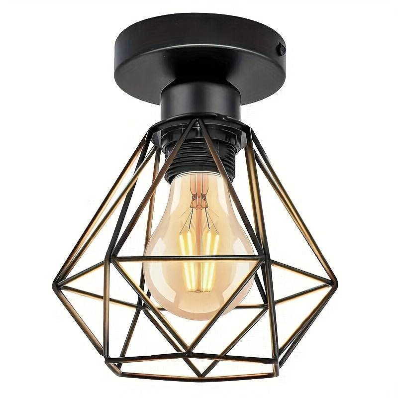 Industrial Ceiling Light | Black Geometric Metal Fixture