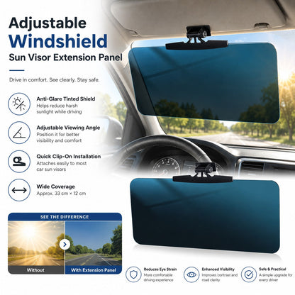 Adjustable Windshield Sun Visor Extension Panel