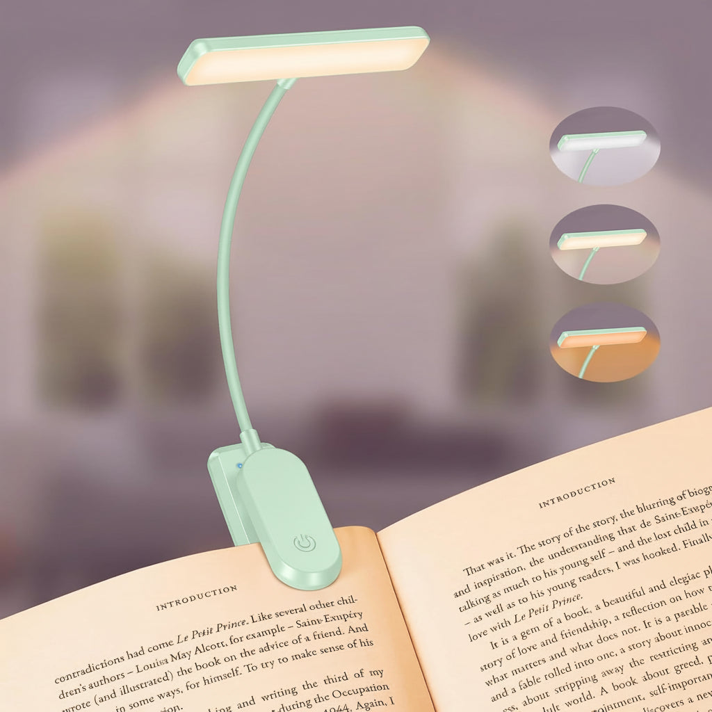 19 LED Clip On Book Light Adjustable Brightness Memory