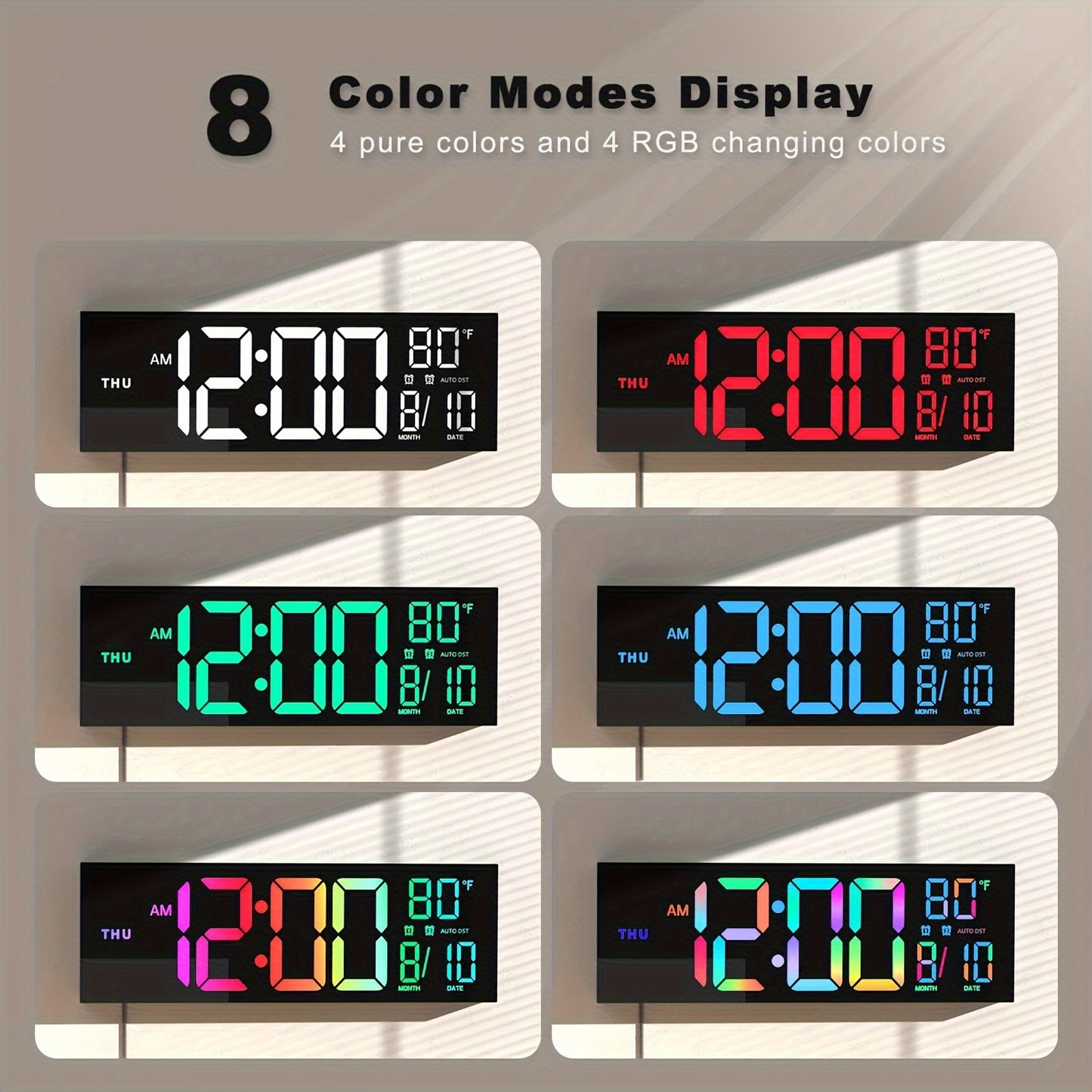 16-Inch RGB Digital Wall Clock | Remote Control & Auto Brightness