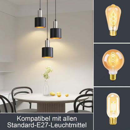 Modern Industrial Pendant Light | Black & Gold Hanging Lamp