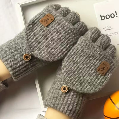 Winter Gloves Fingerless Knit Warm Half Finger Gloves