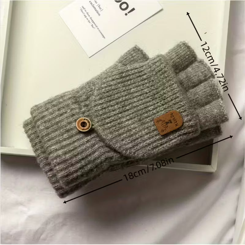 Winter Gloves Fingerless Knit Warm Half Finger Gloves