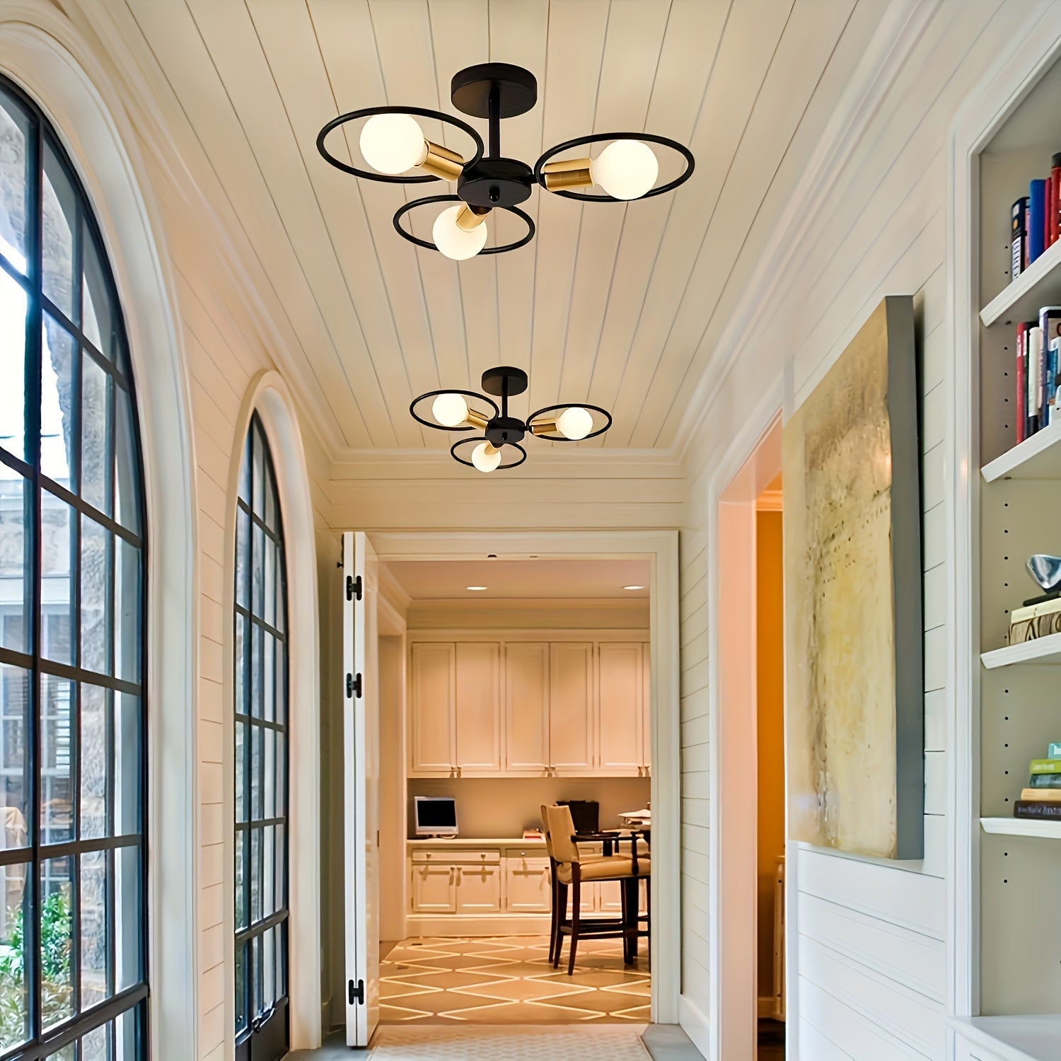 Modern Ceiling Light | 3-Light Metal Ring Semi Flush Mount