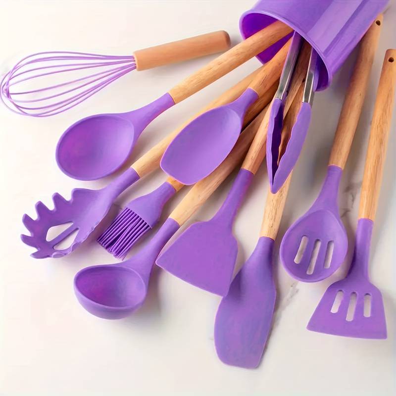 Kitchen Utensil Set | 12-Piece Silicone and Wood
