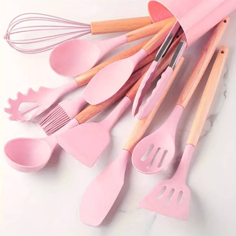 Kitchen Utensil Set | 12-Piece Silicone and Wood