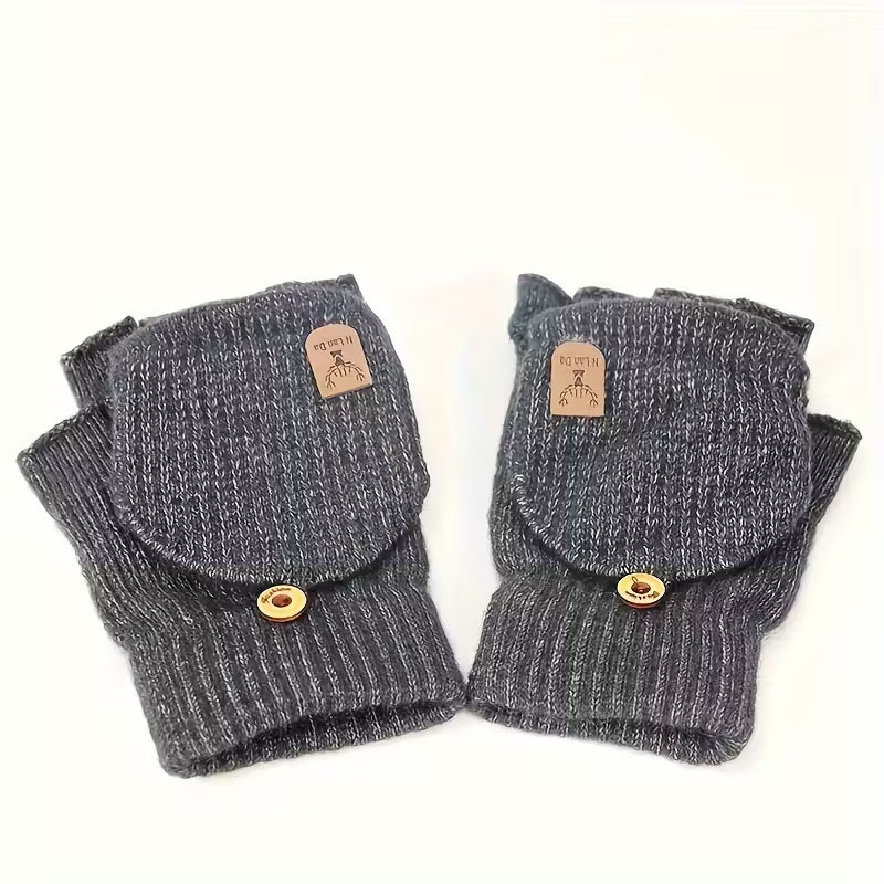 Winter Gloves Fingerless Knit Warm Half Finger Gloves