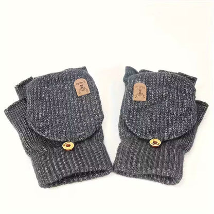 Winter Gloves Fingerless Knit Warm Half Finger Gloves