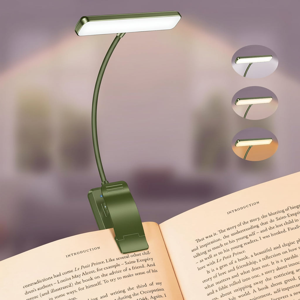 19 LED Clip On Book Light Adjustable Brightness Memory