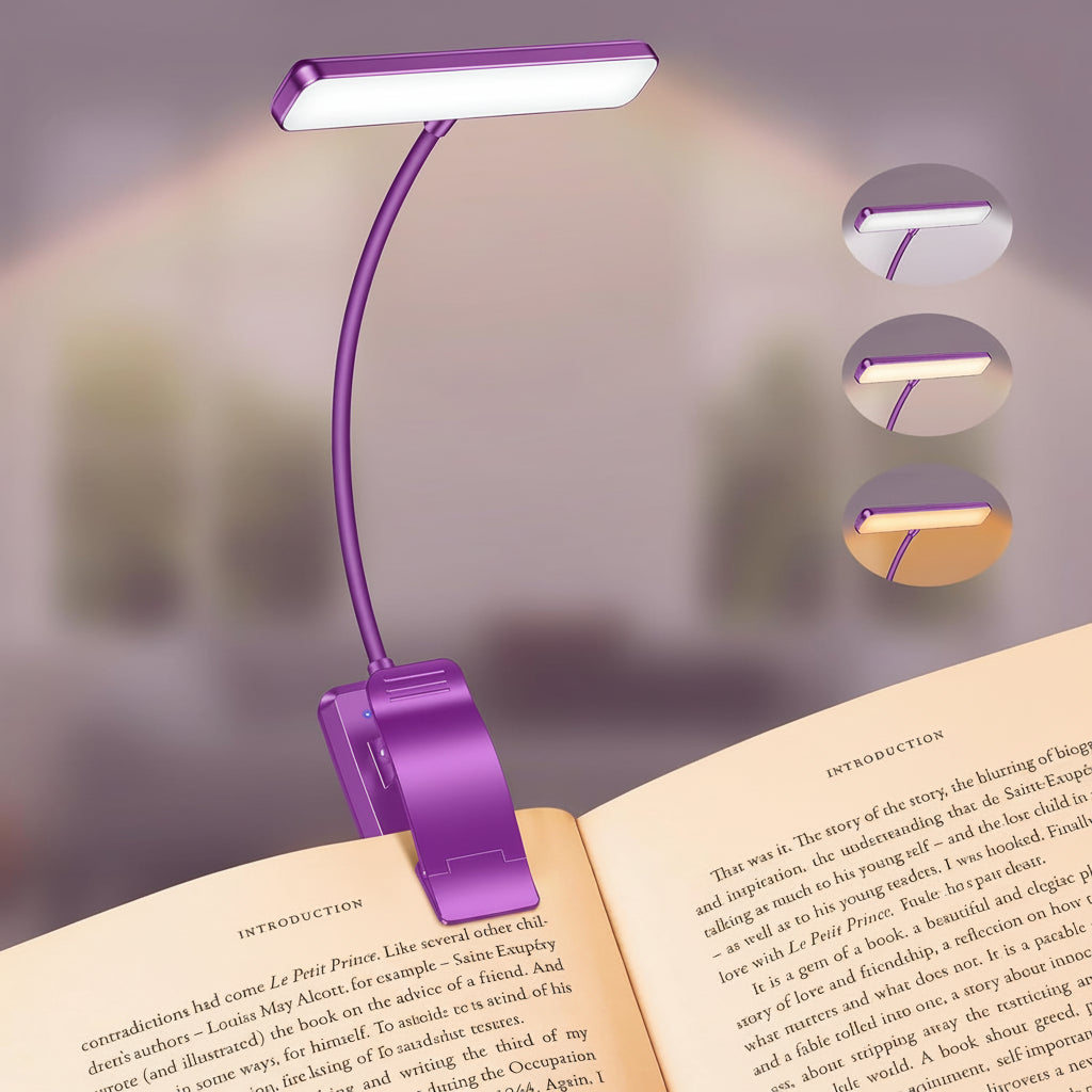 19 LED Clip On Book Light Adjustable Brightness Memory